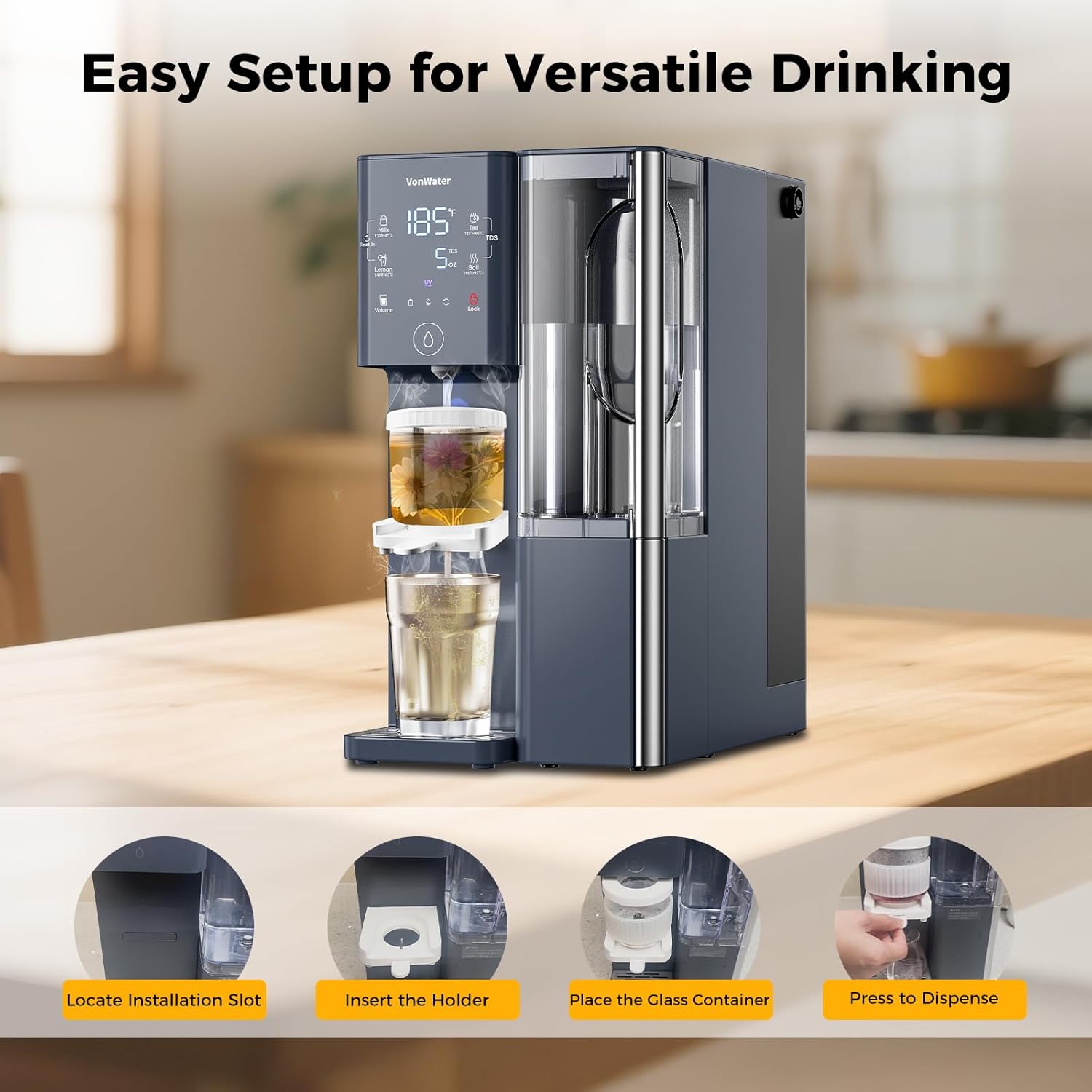 CT910H Instant Hot Countertop RO System With Tea Infuser | VonWater