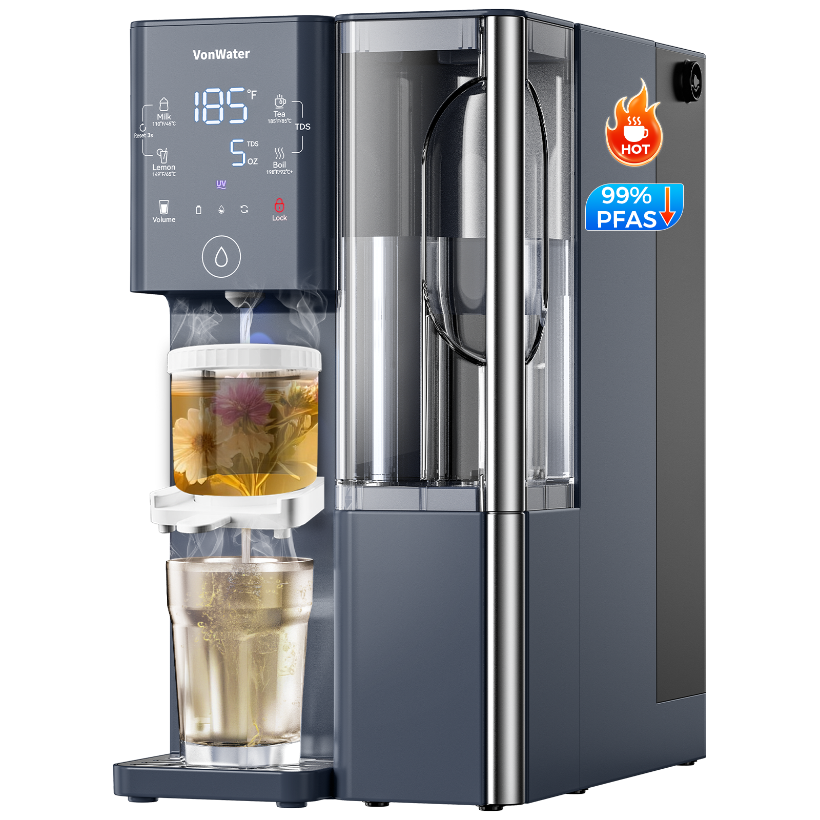 CT910H Instant Hot Countertop RO System With Tea Infuser | VonWater