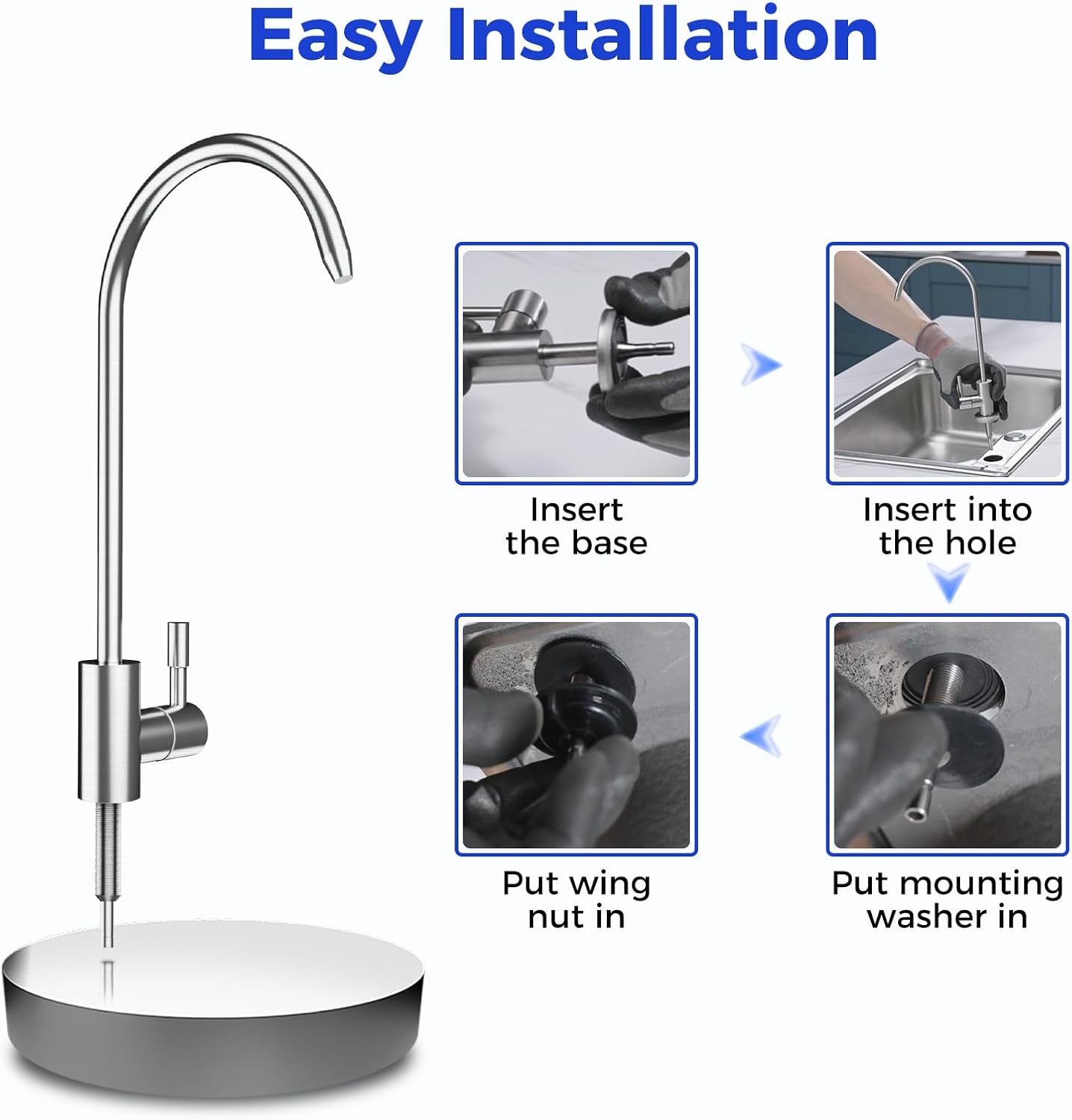 SUS304 Filtered Water Faucet, Drinking RO Water Faucet for Kitchen Sink
