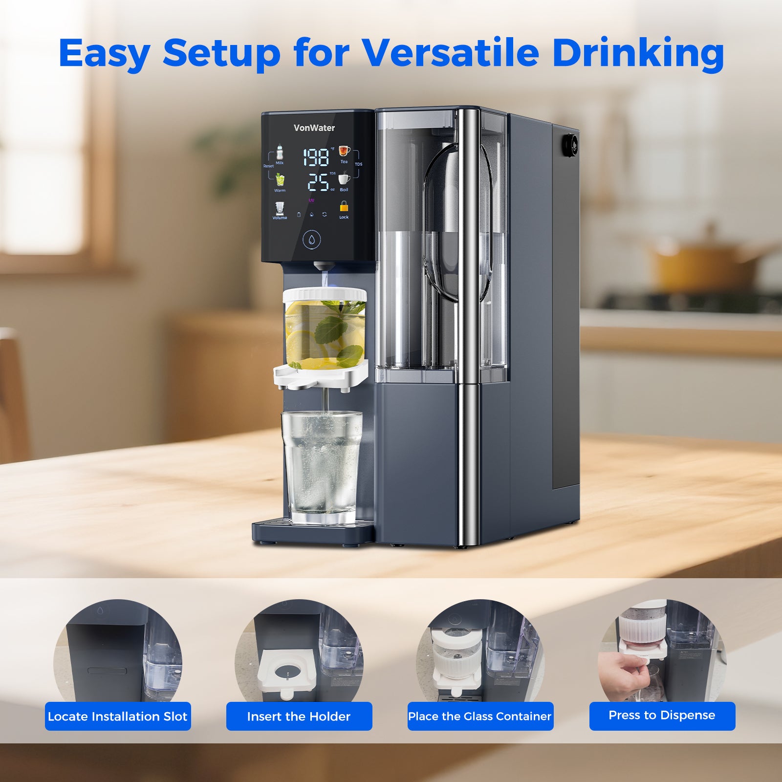 CT910H Instant Hot Countertop RO System With Tea Infuser | VonWater