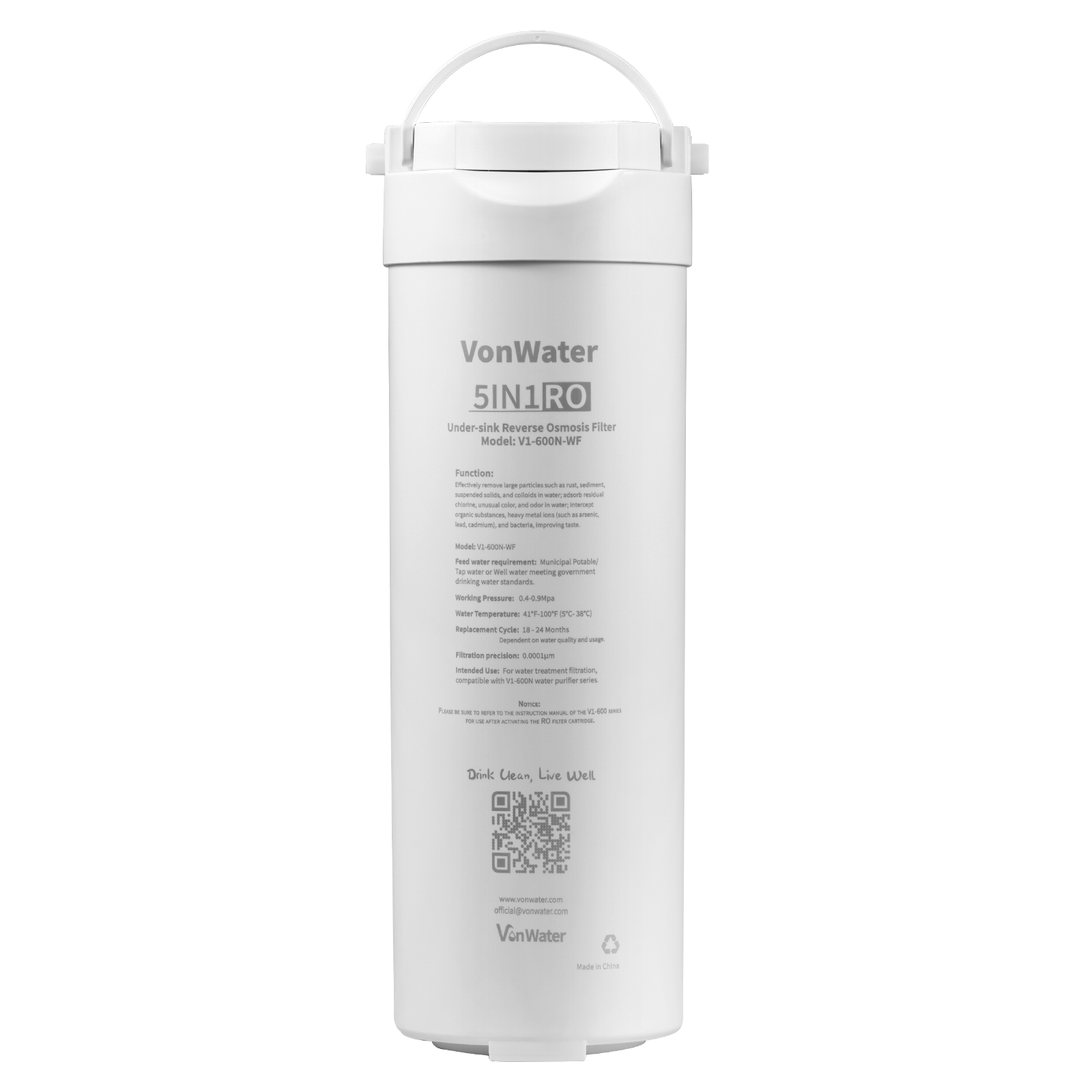 Replacement 5-IN-1 RO Filter for V1-600N| VonWater Filter Cartridge