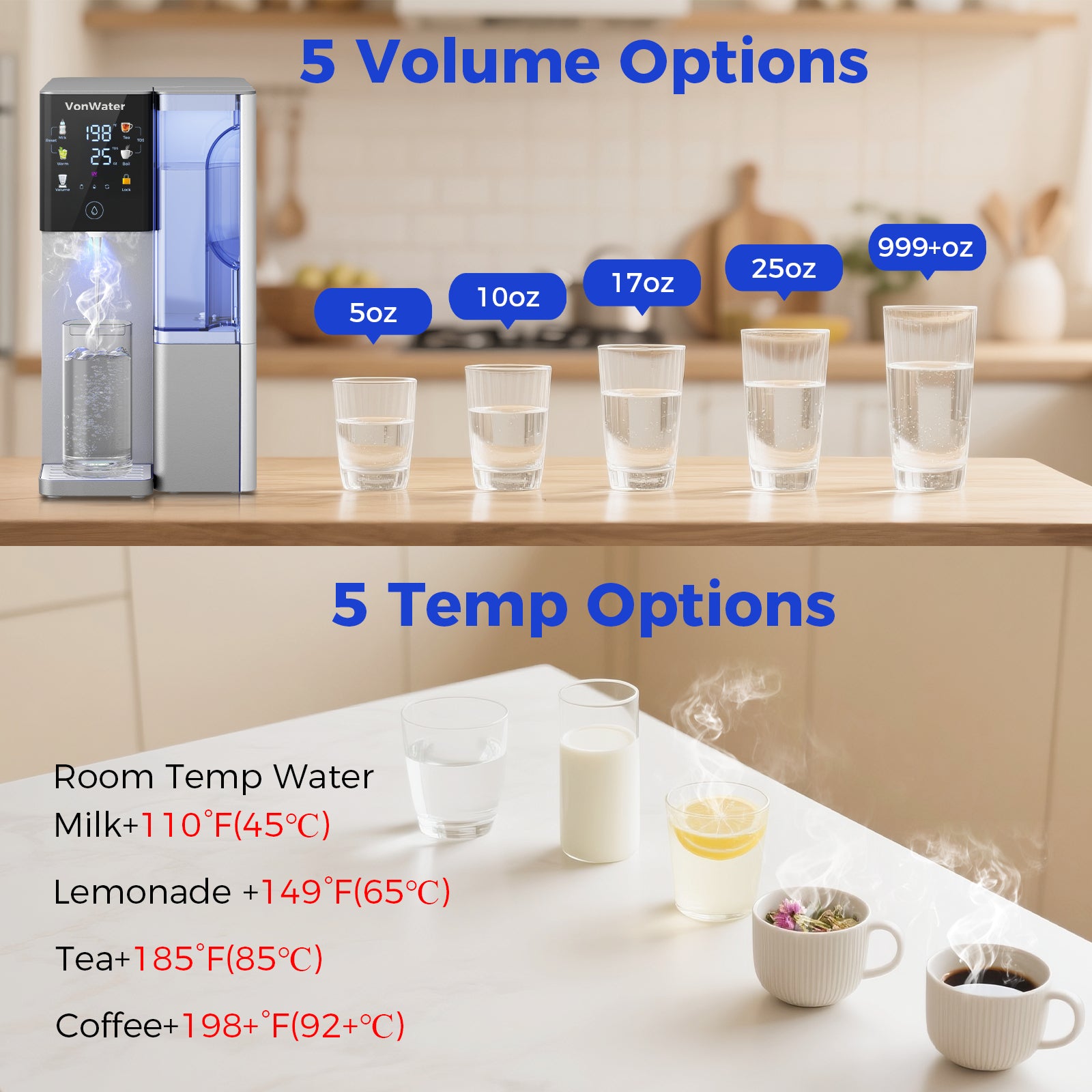 528Gallon Instant Hot CT910G Countertop RO System| VonWater