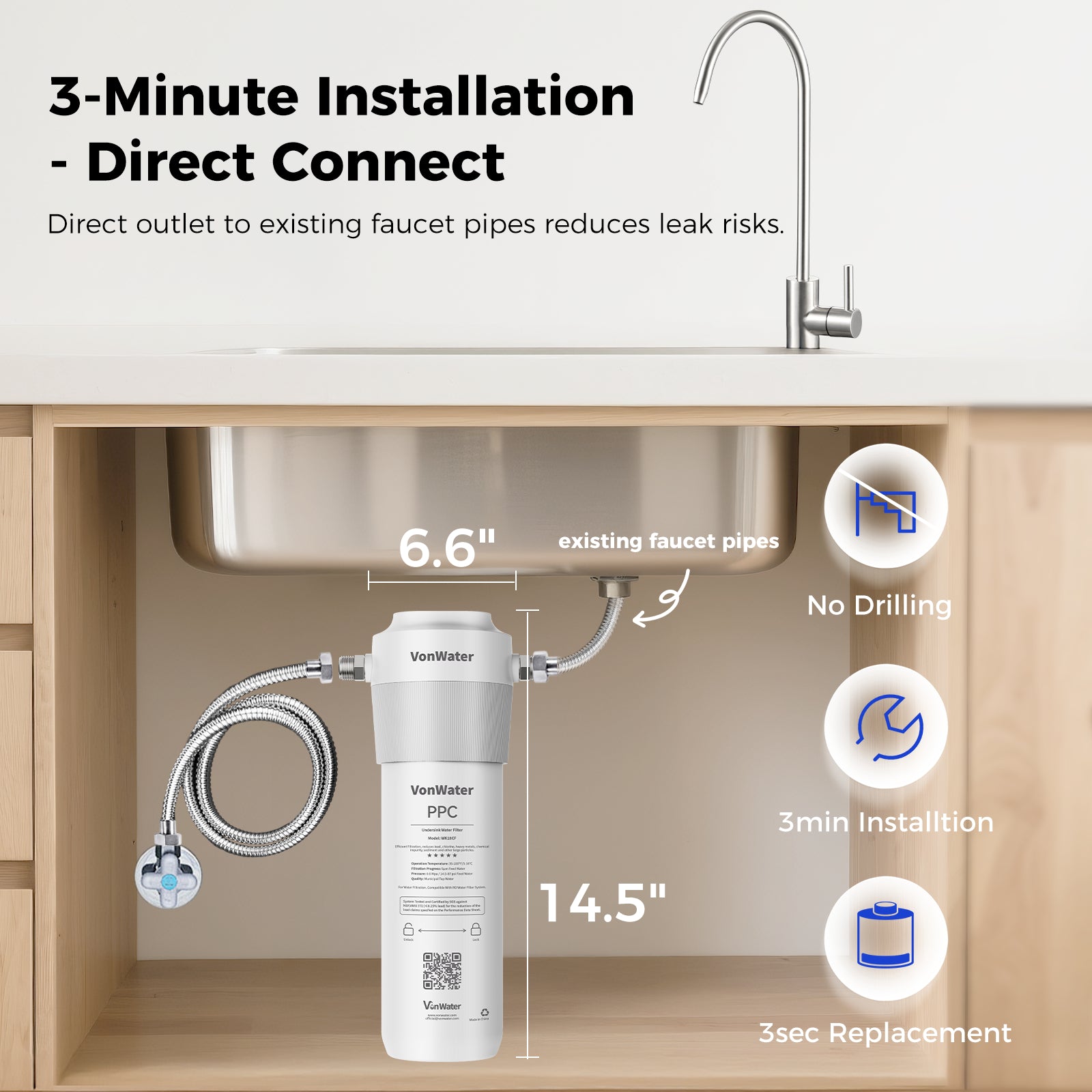 18000Gallon Under Sink Water Filter With Extra Cartridge