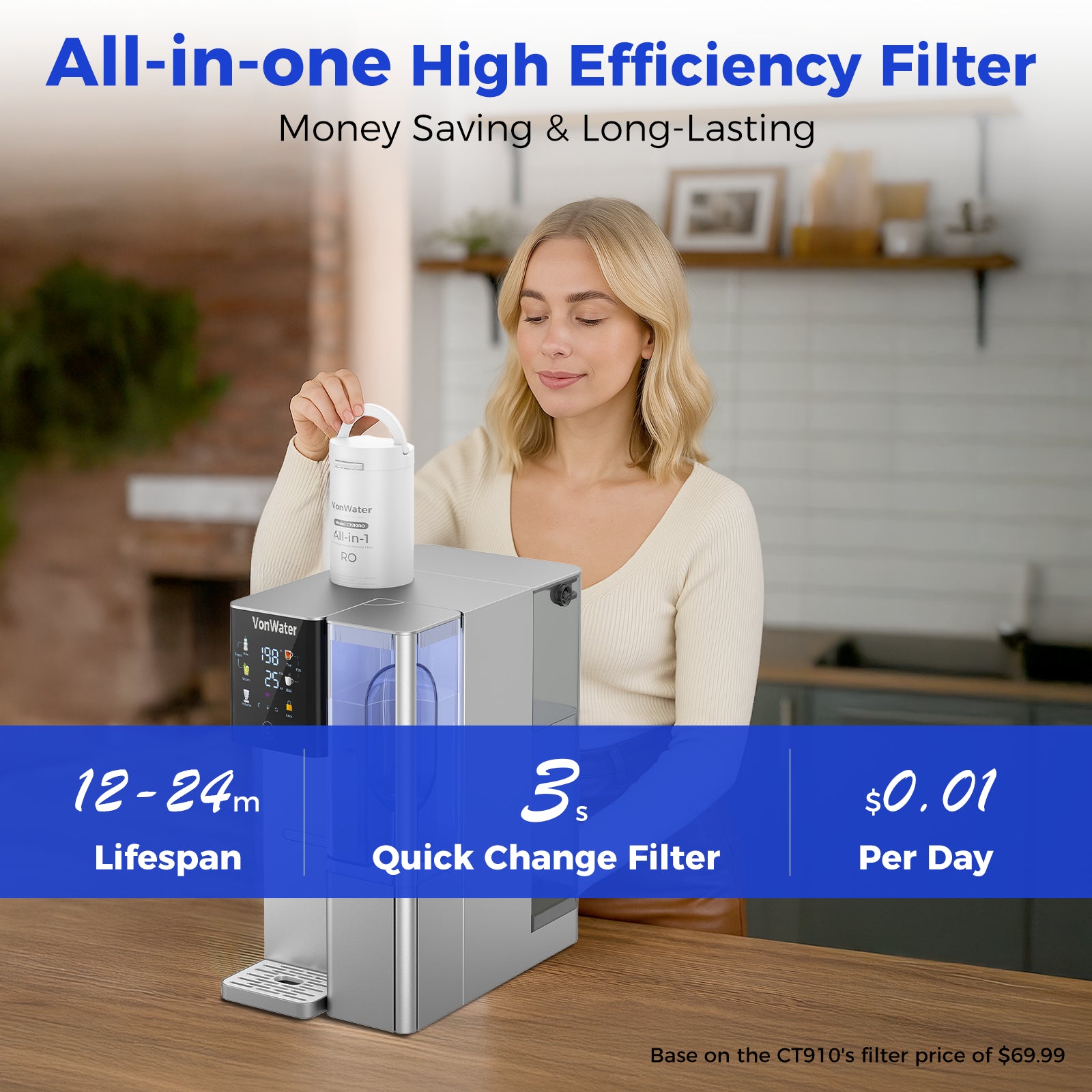 528Gallon Instant Hot CT910G Countertop RO System| VonWater