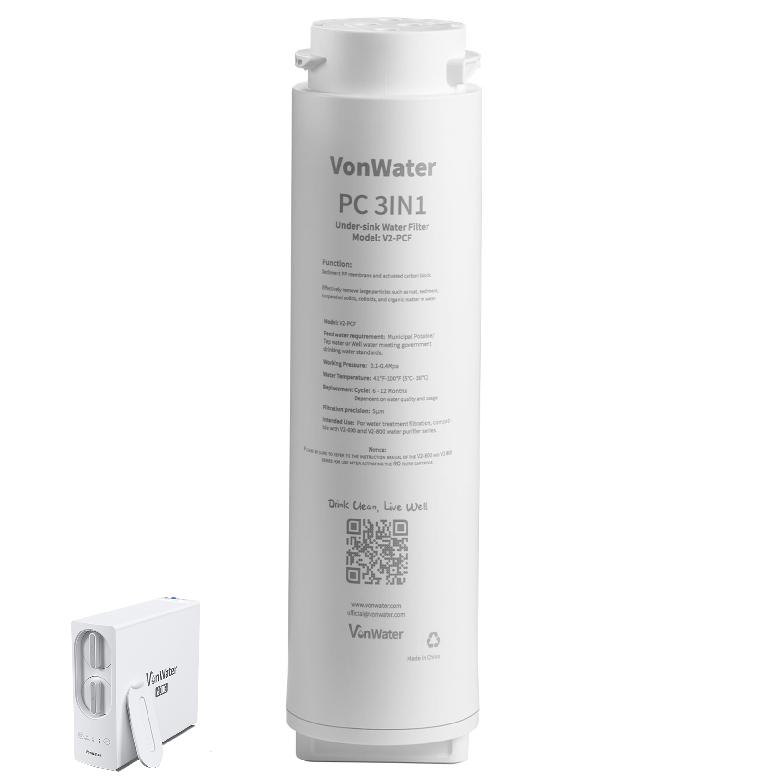 Replacement PPC Filter for V2-600N & V2-800N | VonWater Filter Cartridge