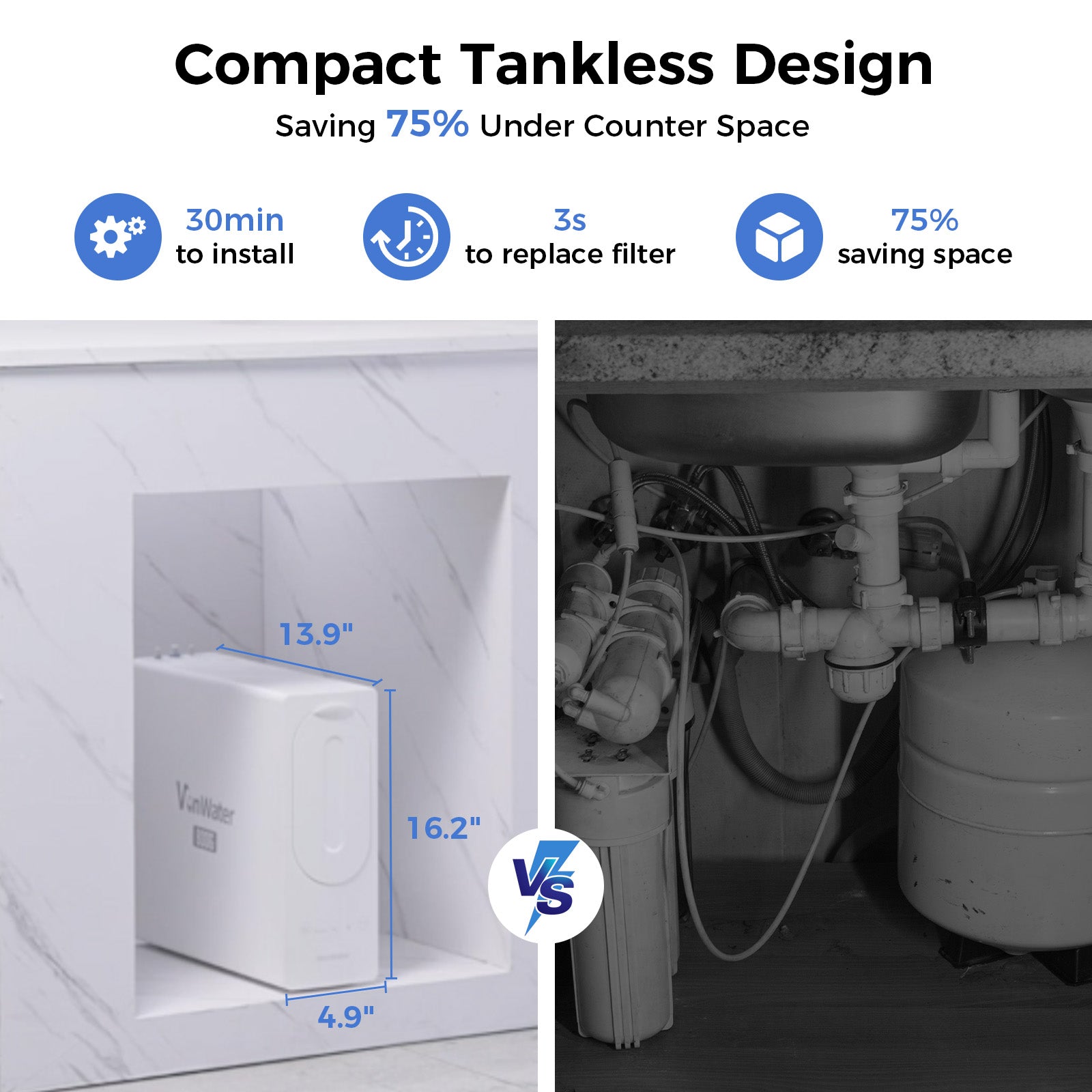 600GPD Under Sink Reverse Osmosis Water System With Faucet | V2-600N