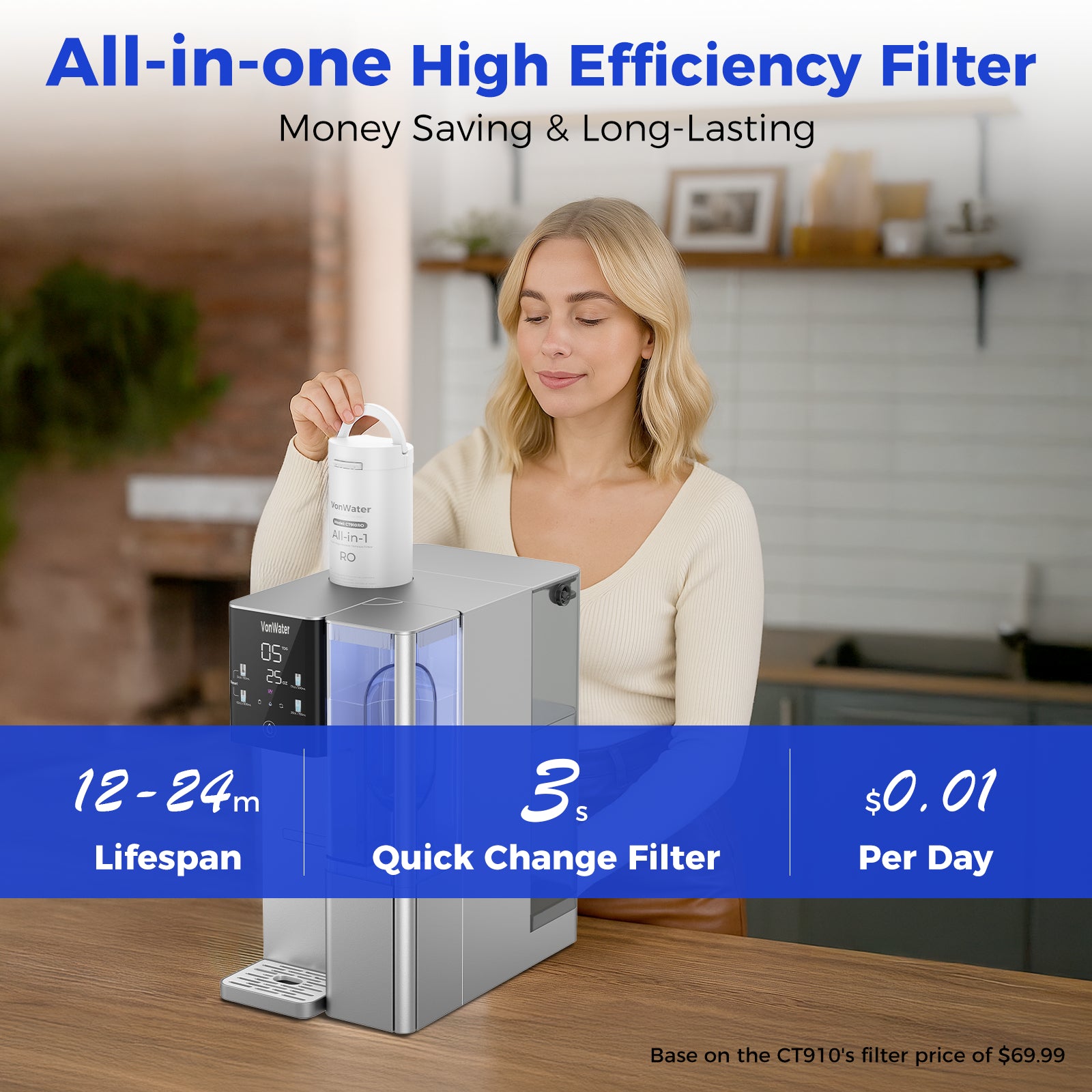 VonWater 528Gallon Countertop RO System| CT910G