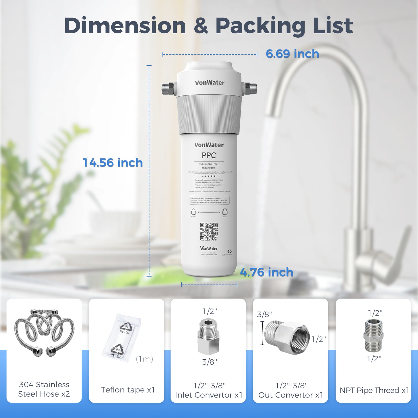 18000Gallon Direct Connect Under Sink Water Filter | VonWater WK18