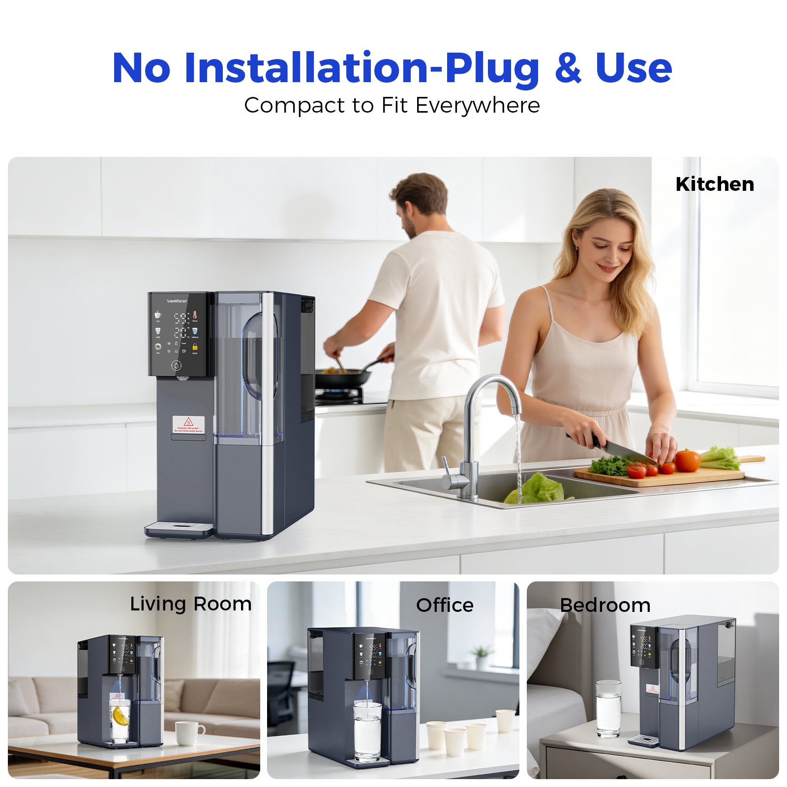 C5 Cold & Instant Hot Countertop Reverse Osmosis Water Filter System | VonWater Navy Blue