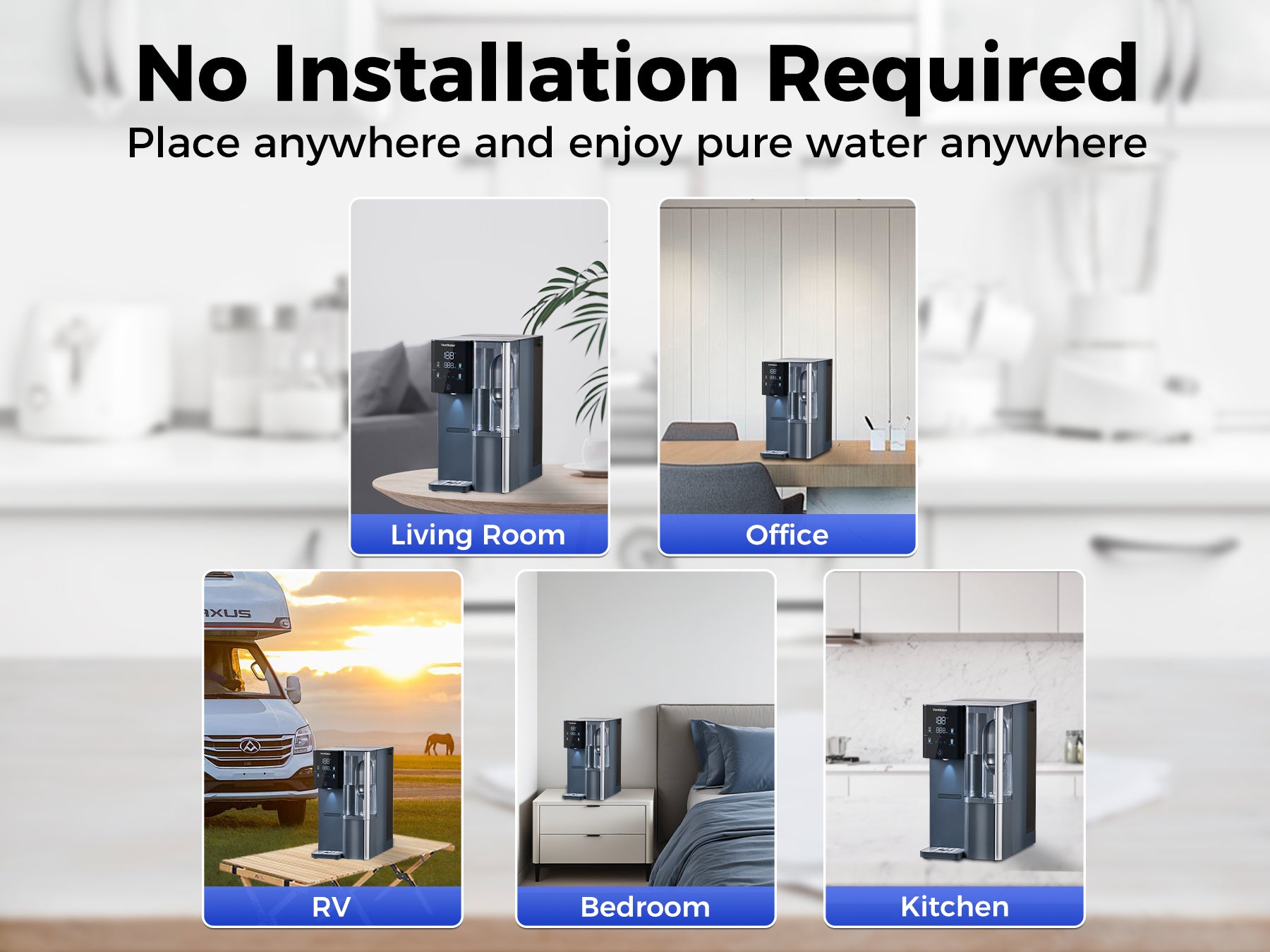 No installation needed, just plug and play ro system, suiatble for renter