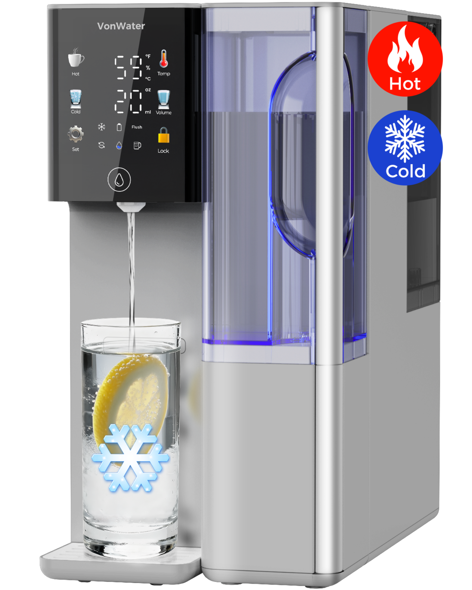 VonWater C5 cold and instant hot reverse osmosis water filter countertop 