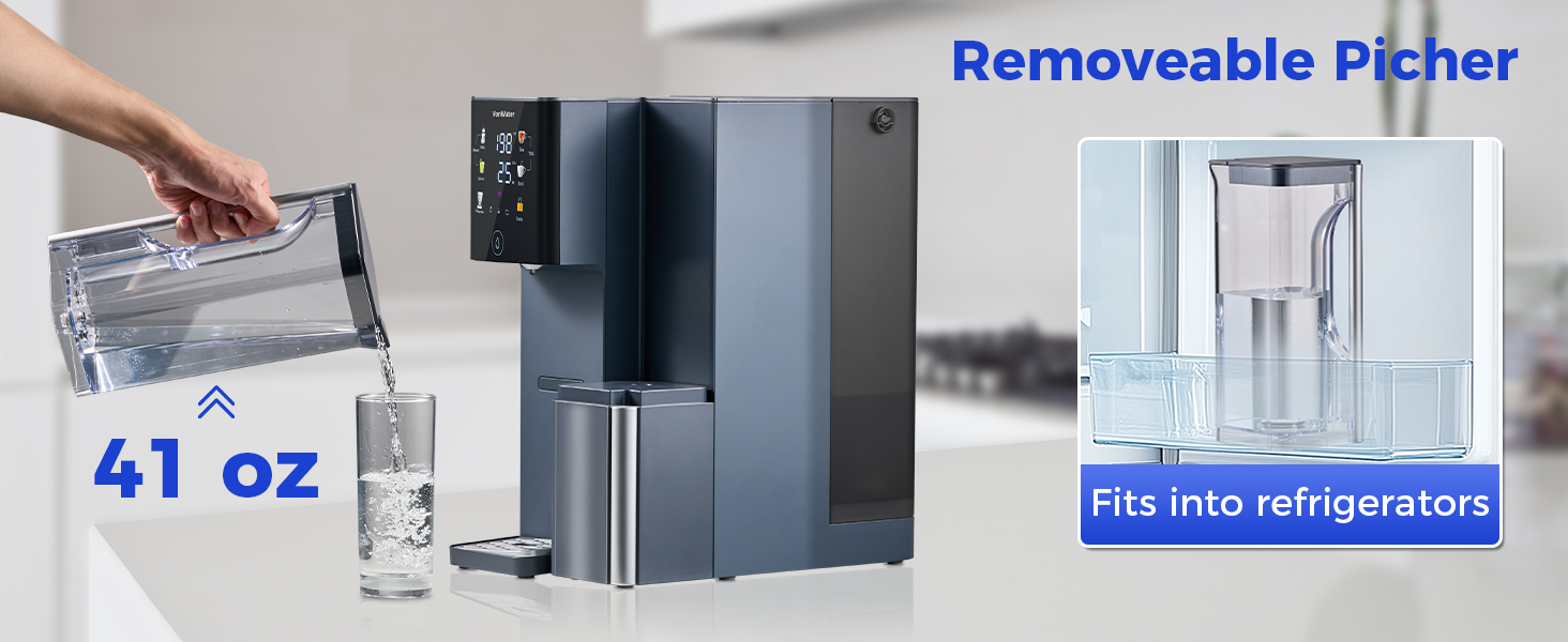 Water dispenser with a removable pitcher feature