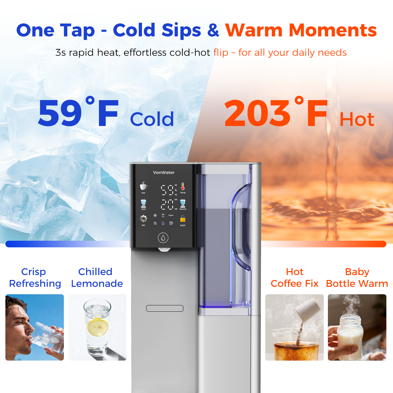 Pre-Sales! C5 Cold & Instant Hot Countertop Reverse Osmosis System | VonWater