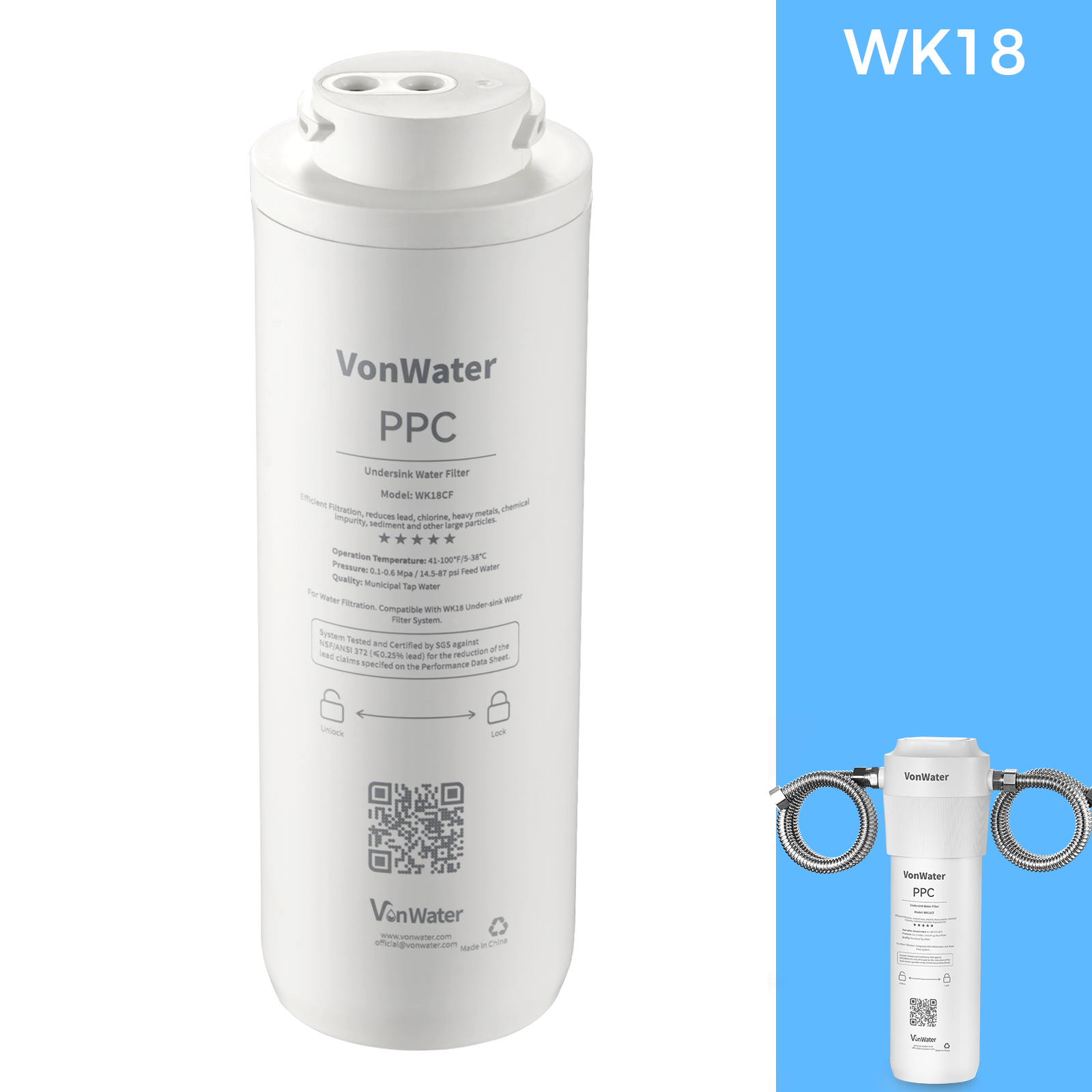 Replacement PPC Filter for WK18| VonWater Filter Cartridge