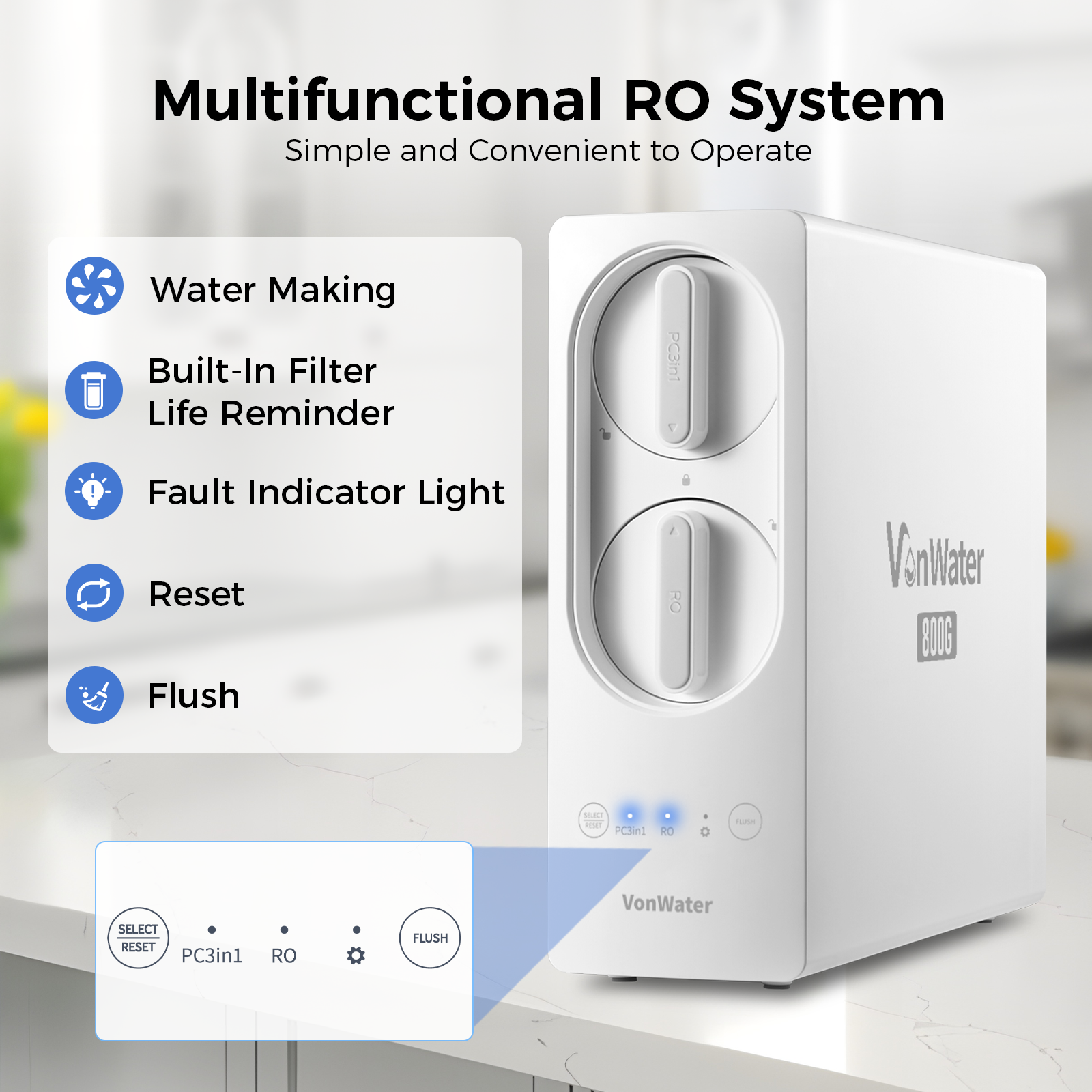 800GPD Under Sink Reverse Osmosis Water System With Faucet | V2-800N
