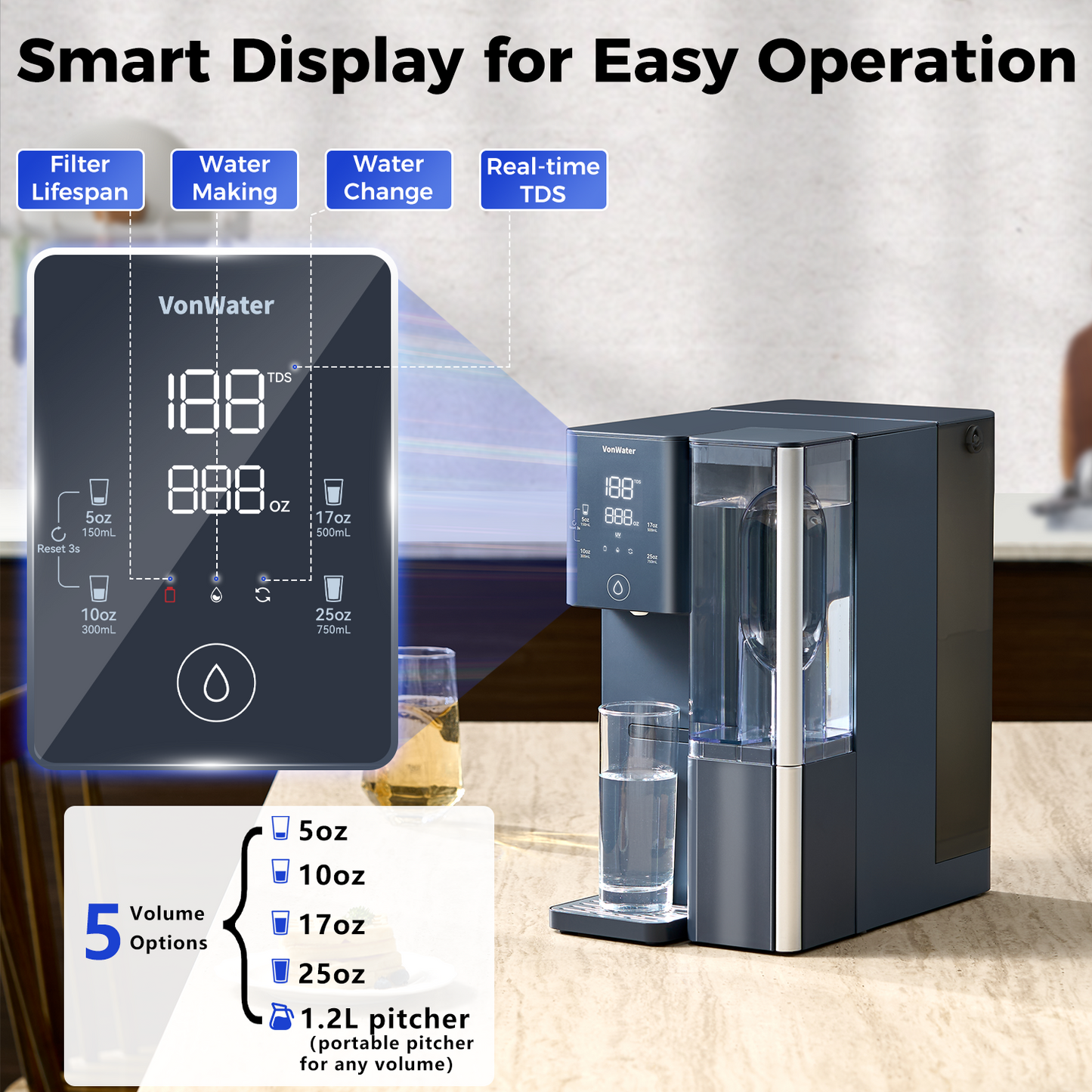 CT910 Countertop Reverse Osmosis Water Filter System 100GDP | VonWater